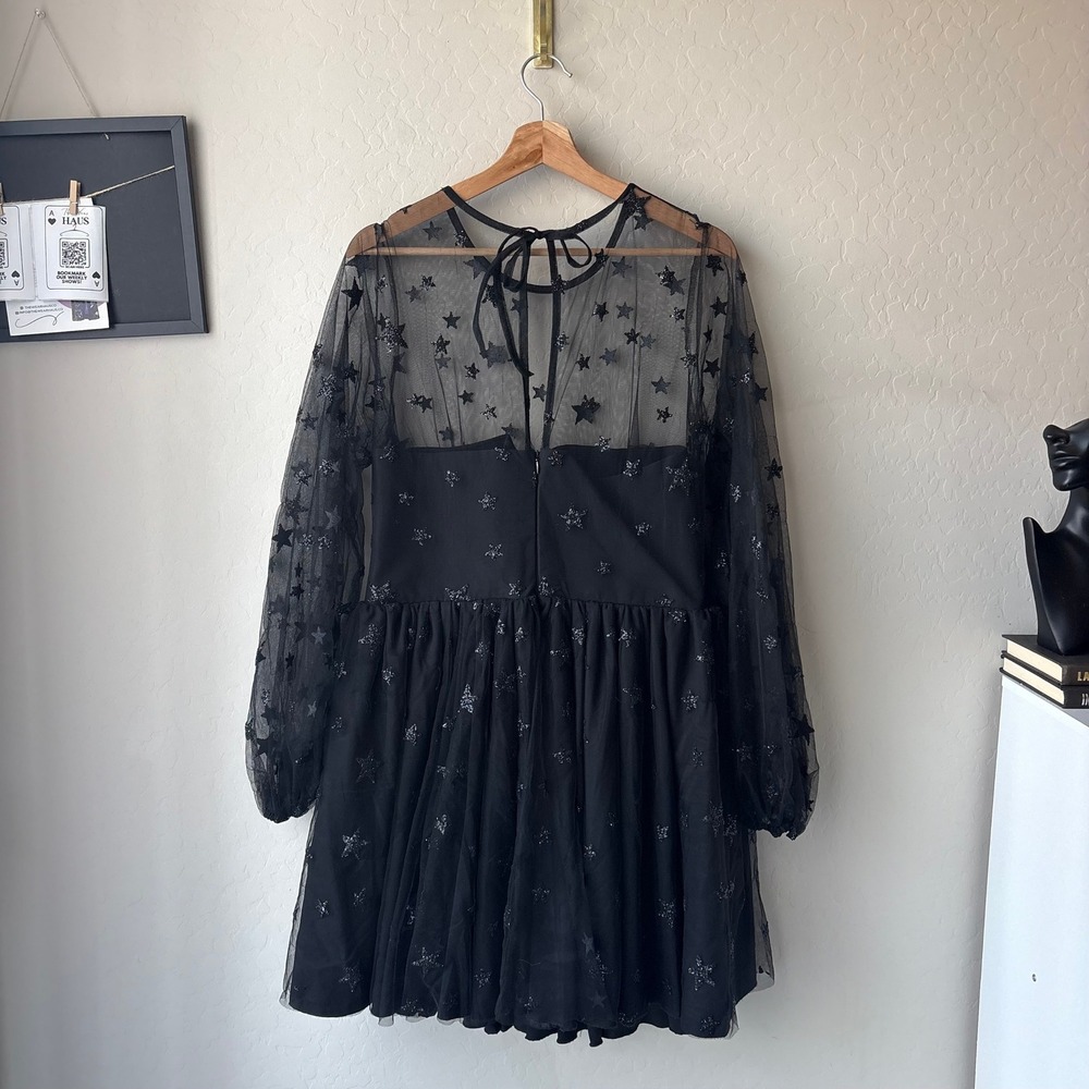 Lirika Matoshi Dress Tulle Mini Glitter Star Long Sleeve Mini Dress Size XL - Picture 8 of 9